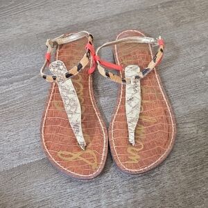 Women's SAM EDLRLMAN Sandals with Snakeskin Detail 7.5
